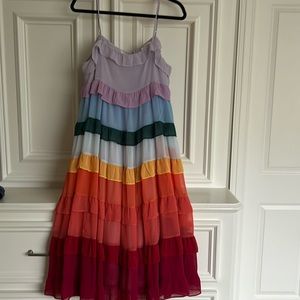 Beautiful ruffle dress with spaghetti straps. 38 inches long and 20’ pit to pit